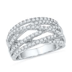 a white gold ring with diamonds on it