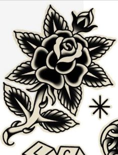 an old school tattoo design with roses and letters