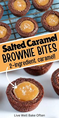 salted caramel brownie bites with 2 ingredient caramel