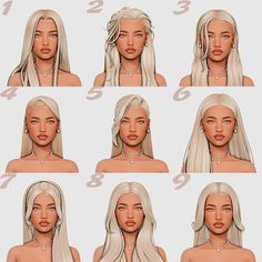 the steps to create an animated woman's face with blonde hair and necklaces