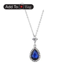 in stock Elegant Blue Teardrop Drop Necklace, Elegant Blue Teardrop Necklace, Elegant Blue Drop Necklaces, Blue Teardrop Pendant Jewelry For Party, Blue Drop Necklaces For Party, Blue Teardrop Drop Necklace For Party, Blue Teardrop Drop Necklace For Formal Occasions, Blue Teardrop Necklace For Party, Blue Drop Necklace For Party