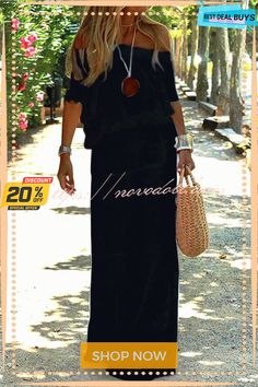 Carlena Off Shoulder Holiday Maxi Dress Shift Maxi Dress For Day Out, Casual Shift Maxi Dress For Party, Casual Evening Maxi Dress For Fall, Casual Fall Evening Maxi Dress, Chic Shift Maxi Dress For Vacation, Shift Maxi Dress For Vacation, Holiday Maxi Dress, Off Shoulder Fashion, Color Pick