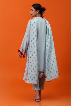 Brand: Sana SafinazProduct Code: H243-010B-3DACollection: Mahay by Sana Safinaz Unstitched Winter CollectionFabric: Linen DESIGN DETAILS: Digital Printed Shirt Front On Linen 1.15 Meters Digital Printed Shirt Back On Linen 1.15 Meters Digital Printed Sleeves On Linen 0.65 Meters Rotary Printed Dupatta On Linen 2.5 Meters Dyed Cambric Pants 1.75 Meters DISCLAIMER:* Lining, Laces, and Tassels are not included in unstitched variants.* Embellishment items in stitched outfits are subject to market availability.* Product color may vary due to photographic lighting or your device settings. CARE INSTRUCTIONS: Extra Fabric Has Been Used For Shoot Original Color May Vary Slightly From The Picture Dry Clean Recommended Iron The Clothes At Moderate Temperature Do Not Use Bleach, Or Stain Removing Chem Fitted Blue Lawn Suit With Traditional Drape, Cambric Set With Sheer Dupatta And Straight Kurta, Fitted Suit With Dupatta In Traditional Drape, Fitted Silk Lawn Suit With Dupatta, Blue Festive Suits With Dupatta, Blue Festive Suit With Dupatta, Blue Suits With Dupatta For Festive Occasions, Cambric Saree Set With Sheer Dupatta, Fitted Silk Sets With Dabka Detail