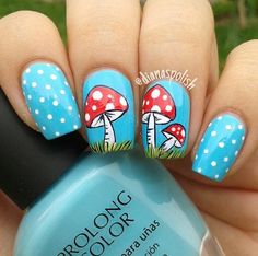 Mushroom Nails, Hippie Nails, Cute Simple Nails, Finger Nail Art, Pretty Nail Art Designs, Pretty Nail Art, Funky Nails, Floral Nails, Fancy Nails