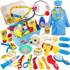 the toy doctor's kit is packed with medical supplies