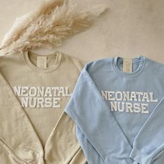 This Neonatal crewneck sweatshirt is the perfect gift to yourselves and to your loved ones! Match with your friends and co-workers!  - They need to be purchased individually (it's not sold as a set) - Sweatshirt material is super soft and comfy! ♡ - All our sweatshirts run a UNISEX fit. (Both for men and women). They are naturally oversized, so we normally recommend your true size. But if you like a more baggy look, we recommend sizing up. - These letters are iron-on patched and is heat pressed, Cotton Nursing-friendly Relaxed Fit Sweatshirt, Cotton Relaxed Fit Nursing Sweatshirt, Nursing Cotton Sweatshirt With Crew Neck, Message Thread, Nurse Crewneck, Neonatal Nurse, Nurse Sweatshirt, Nurse Shirt, Nursing Shirts