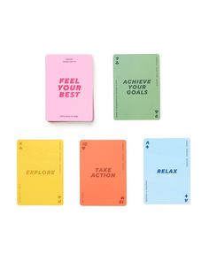 four different colored notebooks with the words'feel your best '