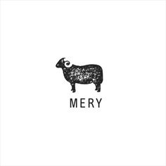 a black and white sheep with the word merry written on it