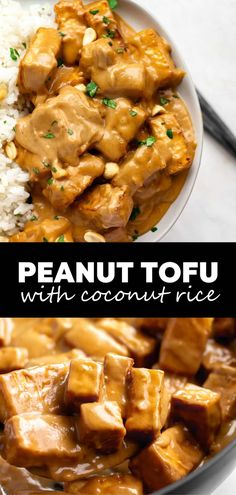 this peanut tofu with coconut rice is an easy and delicious dinner that's ready in less than 30 minutes