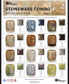 an advertisement for stoneware commbo with many different colors and designs on it's sides