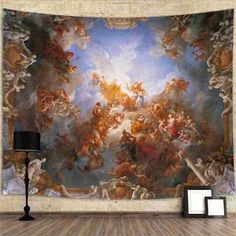 a large painting on the wall in a room