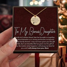 "To My Bonus Daughter Necklace, Gifted Daughter Necklace, Gift From Mom, Mother Step Daughter Gift, Gold Plated Necklace With Custom Name ❤️Introducing the perfect gift for daughters - a personalized necklace! This beautiful necklace is engraved with your daughter's name and birthdate or any of your text. It makes the perfect gift for any special occasion, like her birthday, Christmas, or graduation. Plus, it's a great way to show your love and support for her throughout her life. So don't wait To My Bonus Daughter, Bonus Daughter, Step Daughter, Daughter Necklace, Delicate Jewelry, Beautiful Necklace, Daughter Gifts, Gold Plated Necklace, Rose Gold Necklace