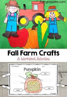 fall farm crafts and worksheet activities for kids to do with the pumpkins