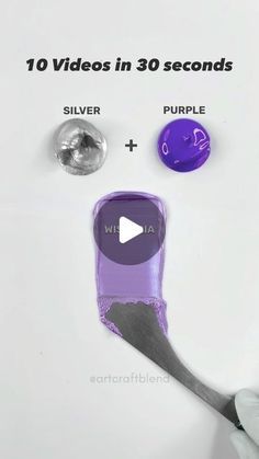 a hand holding a purple paint brush with the words 10 videos in 30 seconds