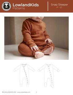 the sewing pattern for this baby's jumpsuit is easy to sew