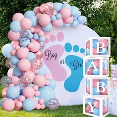 a baby shower party with balloons and decorations