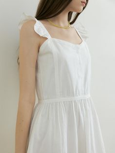 This is a trendy and casual dress by REORG that is made out of high quality and sturdy material. With distinctive mood of the design and comfortable wear, you can style it for your casual daily outfit.- Sleeveless tiered dress- Frill detail on the shoulder - Shirring detail on the waist Solid Cotton Sleeveless Summer Dress, Summer Sleeveless Cotton Dress, Casual Midi Dress With Ruffled Straps For Brunch, Sundress With Ruffled Straps For Day Out, Sleeveless Casual Mini Dress With Ruffle Hem, Casual Mini Dress With Ruffled Adjustable Straps, Solid Color Summer Sleeveless Dress With Ruffles, Casual Midi Dress With Ruffled Straps, Cotton Mini Dress With Ruffled Straps For Daywear