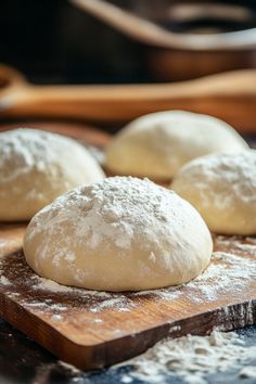 Floured dough balls resting on a wooden board. Homemade Gluten Free Pizza Dough, Sourdough Gluten Free, Pizza Night At Home, Naturally Gluten Free Foods, Gluten Free Brownies Recipe, Shrimp N Grits Recipe, Gluten Free Dough