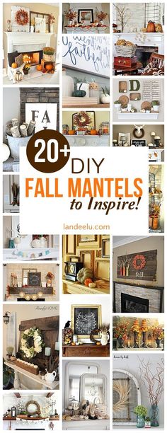 many different pictures with the words 20 diy fall mantles to inspire on them