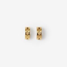 Hollow Layer Earrings in Gold/clear | Burberry® Official Pierced Jewelry, Earrings In Gold, Designer Earrings, Earrings For Women, Gold Plating, Ear Piercings, Women's Earrings, Cubic Zirconia, Burberry