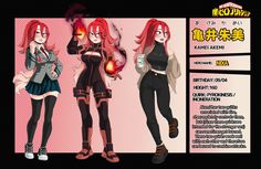 Mha Oc Reference, High Ponytail Bangs, Fast Food Video, Mha Quirk Ideas, Anime Techwear, Mha Hero Costumes Ideas, Erin Clover, Ponytail Bangs, Oc Reference Sheet