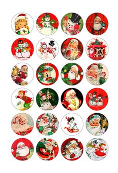 a bunch of christmas themed buttons on a white background