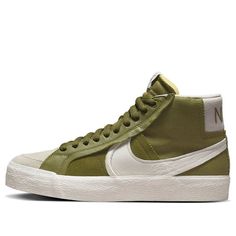 Nike Zoom Blazer Mid Premium Plus SB 'Olive Green' DR9144-300 (SNKR/Skate/Casual/Mid Top) Olive Green Sneakers, Nike Sb Zoom Blazer Mid, Olive Sneakers, Nike Sb Zoom Blazer, Olive Shoes, Blazer Verde, Nike Sb Blazer, Nike Air Force 1 Mid, New Nike Air Force