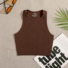 Color: brown, Size: S Sports Crop Tops, Colorful Crop Tops, Running Vest, Workout Tank Top, Sport Tank Tops, Top Crop, Casual Tank Tops, Moda Fitness, Workout Tanks