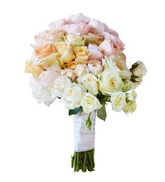 a bridal bouquet with white and pink flowers