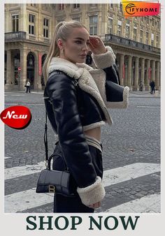 Women Fashion Lapel Lambswool Coat Double Sided Short Jacket Winter Coat Short, Trendy Outerwear, Chic Tops, Sheepskin Coat, Chic Top, Slim Fit Shorts, Leather Shorts, Short Jacket, Black Blazers