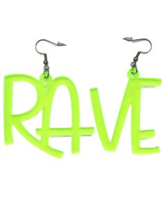 "These cute AF rave earrings will add that last touch to your poppin' outfit!  Rave Earrings - Lightweight earrings for music festivals, raves & more! - Features \"RA\" on the right earring and \"VE\" on the left earring to spell out \" RAVE\" - Comes in fluorescent green, pink, blue, orange & yellow - Exclusive design by OSR - Designed, handmade & laser cut in Las Vegas, NV - Glows under blacklight / UV Reactive - Hypoallergenic & nickel free ear wire - Stainless steel jump ring - Rubber earrin Rave Jewelry For Music Festival With Adjustable Fit, Rave Jewelry For Halloween Party, Rave Earrings, Rave Hats, Rave Jewelry, Rave Outfits Men, Rave Shorts, Rave Shirts, Outfit Rave