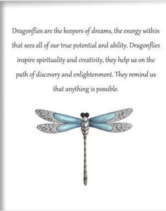 a blue dragonfly sitting on top of a white sheet with a poem written in it