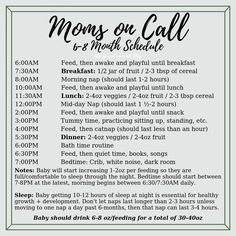 the mom's on call schedule is shown in black and white with green accents