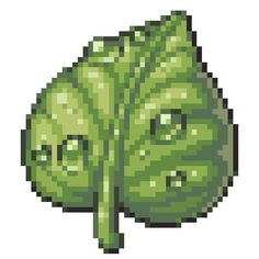 an image of a green leaf in pixel style