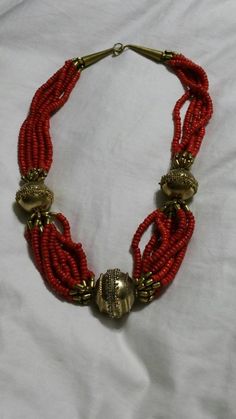 Bright Red Plastic Bead and Ornate Gold Toned Bead, Multi Strand Necklace, Costume Jewelry, Fashion Accessory This is such a nice find. Very decorative and collectible. Priced to sell. Check out our shop for monthly specials. We have a variety of items for every taste. Combine several of our items together to save on shipping. If you have any questions please do not hesitate to ask. I will ship outside of the US, just request a quote. Happy Shopping. I will work around the priority mail price. J Red Faceted Beads For Festivals, Large Red Beads For Jewelry Making, Vintage Red Beaded Necklace For Festive Occasions, Red Large Beads For Festivals, Red Beaded Necklace With Gold Beads For Festivals, Red Spacer Beads For Festive Occasions, Red Beaded Necklaces For Festivals And Jewelry Making, Red Beaded Necklaces With Polished Beads For Festivals, Red Beaded Necklace For Festivals With Polished Beads