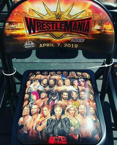 a chair with the wwe logo on it