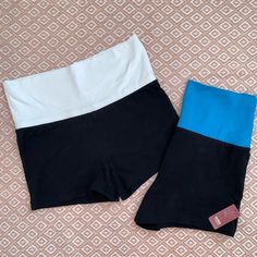 Soft, Comfortable Yoga Shorts With Rollable Band At The Waist. Yoga Pant Material, Both Have Never Been Worn But Only One Has The Tag Still Attached. Originally $5 Each, Selling For $7 For Both! Tag Says “Juniors” But They Also Fit Me The Same As A Women’s Size Xs Would Casual Yoga Bottoms With Color Block, Casual Color Block Yoga Bottoms, Casual Stretch Color Block Shorts, Casual Gym Shorts With Color Block, Casual Color Block Gym Shorts, Casual Fitted Color Block Shorts, White Color Block Workout Bottoms, Casual Color Block Workout Bottoms, Casual Fitted Color Block Activewear