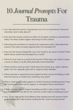 These offer a safe and thoughtful space for healing by guiding you through powerful reflections on your experiences. These prompts help you explore the impact of trauma, understand your emotions, and uncover pathways to self-compassion and resilience. #journalprompts #journalideas #trauma Healing Journal Prompts, Healing Journal, Self Care Bullet Journal, Self Compassion, Therapy Activities, Journal Prompts, Journal Ideas, Understanding Yourself, Physics