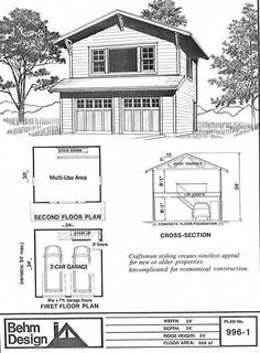 the floor plan for a two car garage with lofts and living quarters is shown