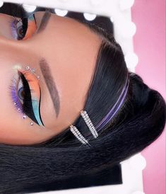 Colorful Makeup Looks, Eye Makeup Images, Pastel Makeup, Unique Makeup, Beautiful Eye Makeup, Dope Makeup