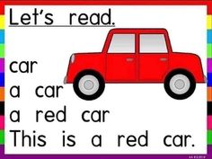 a red car with the words let's read