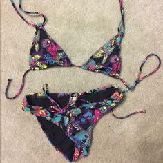 Never Worn Colorful String Bikini Victoria's Secret Triangle Top Swimwear For Vacation, Victoria's Secret Tie-side Swimwear For Beach Season, Victoria's Secret Tie-side Swimwear, Victoria's Secret Casual Summer Swimwear, Victoria's Secret Multicolor Swimwear For Sunbathing, Victoria's Secret Multicolor Beachwear Swimwear, Victoria's Secret Multicolor Swimwear For Summer, Victoria's Secret Triangle Top Swimwear For Beach, Victoria's Secret Multicolor Summer Swimwear