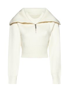 Sweater from JacquemusComposition: ->merino, 100% | Jacquemus Women's Sweater in Off White | FW23/24 Mode Kylie Jenner, Vetements Clothing, Crop Sweater, Mein Style, Wool Knit, Really Cute Outfits, Knit Crop, Casual Style Outfits, Lookbook Outfits