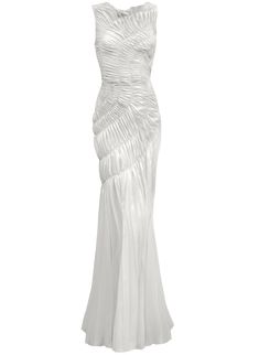 Ankle Length Gown, Pleats Techniques, Georgia Hardinge, Body Mapping, Lame Fabric, Cocktail Outfit, Circular Motion, White On White, Chiffon Maxi