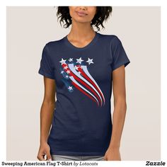 Sweeping American Flag T-Shirt America Independence Day, American Flag Tshirt, 4th Of July Outfits, Old Glory, 4th July, Flag Tshirt, Womens Basic, Casual Wardrobe, Independence Day