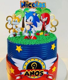 a sonic the hedgehog themed birthday cake