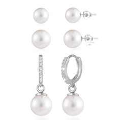 PRICES MAY VARY. Pearl Earrings: You will get 3 pairs pearl earrings for women. Pearls are a lady's beloved gem, dazzling with their radiant luster, translucent clarity, and flawless purity. Quality Material: These simple pearl drop dangle earrings and pearl hoop earrings are made of premium pearl, its shiny luster will add much charm to you, plated with white gold, and the earring posts are made of 925 sterling silver, hypoallergenic and friendly to sensitive ears. Comfortable to Wear: 0.18oz i Silver Pearl Drop Earrings, Buy Pearls, Silver Pearl Earrings, Simple Pearl, Women Earrings, Small Earrings Studs, Pearl Hoop Earrings, Studs Earrings, Earring Posts