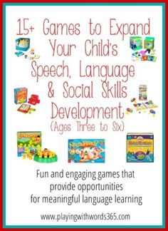 an advertisement for children's speech, language and social skills with the text 15 games to expand your child's speech