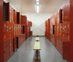 the lockers are all lined up and ready for someone to pick them up or leave