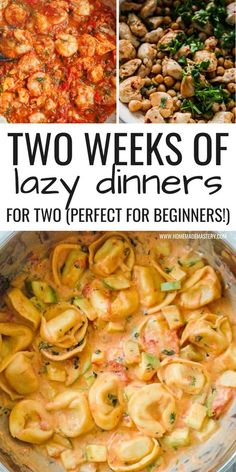 two weeks of lazy dinners for two perfect for beginners with pictures of different dishes